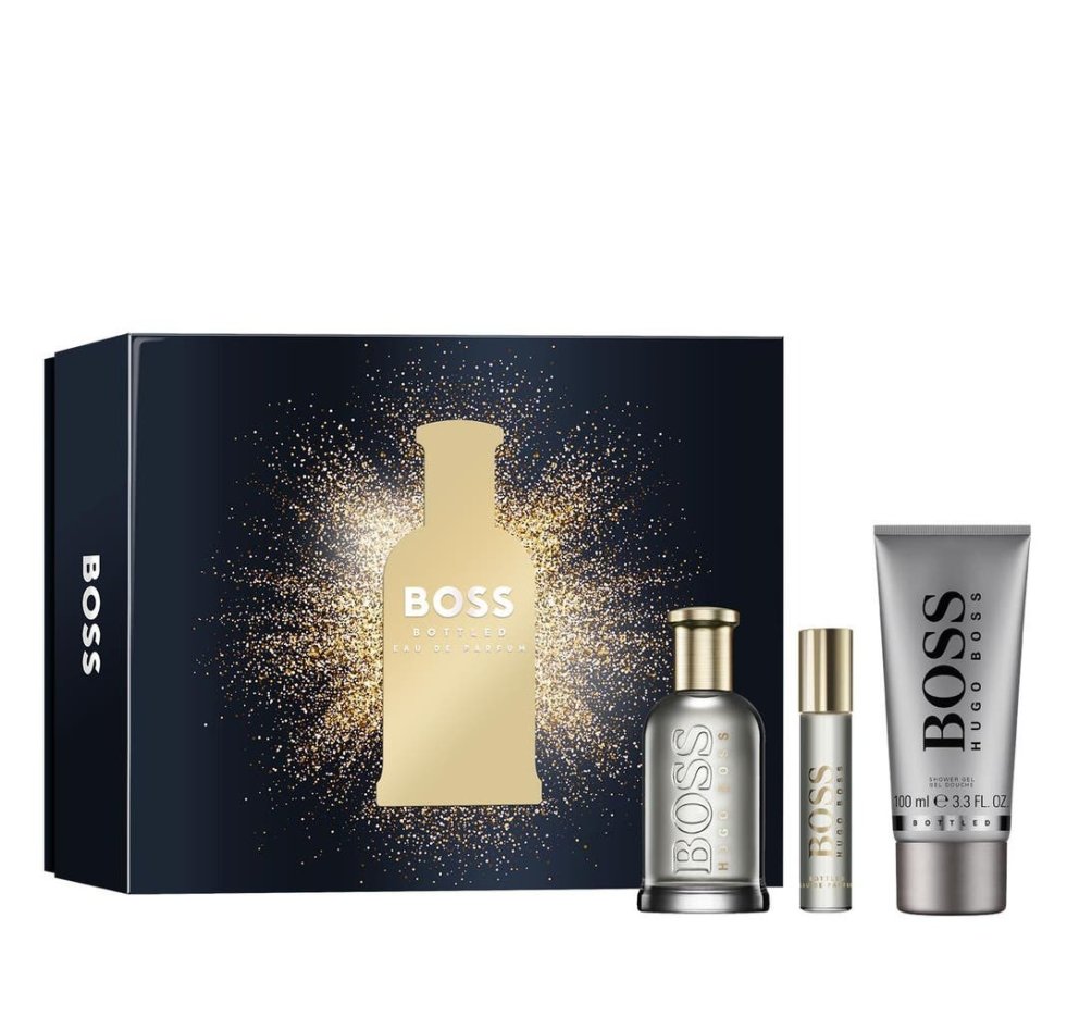 Boss-ilmirnir eru sívinsælir hjá körlunum. Boss Bottled gjafakassi inniheldur EDP 100ml, EDP 10ml og shower gel 100ml. Hagkaup, 16.933 kr.